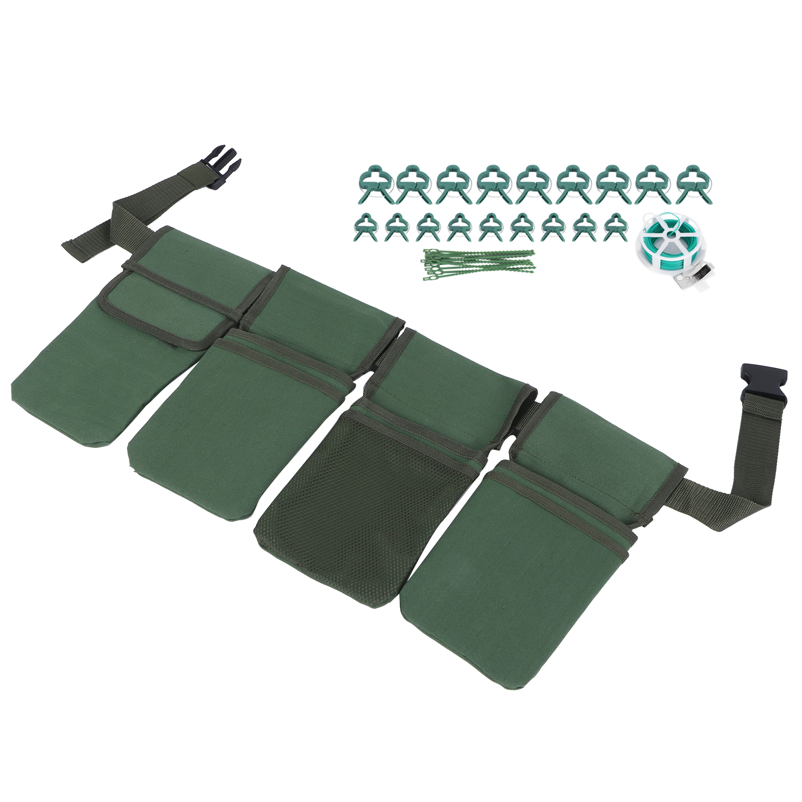 Ceinture porte-outils de jardinage verte AUCO, clips de soutien et attaches ajustables