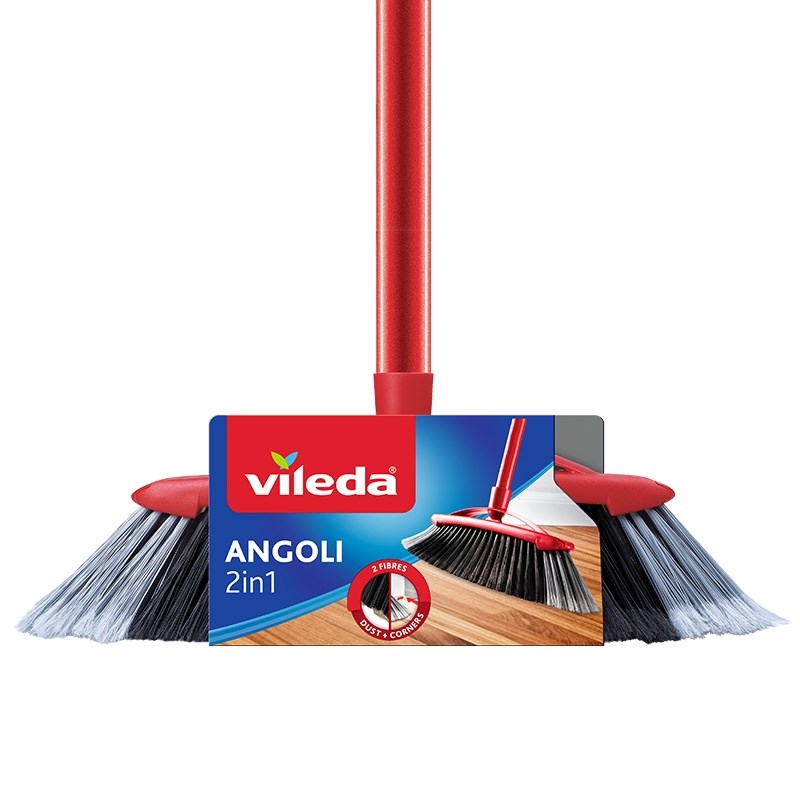 Vileda Rot Besen 2 In 1 Profiled Eckzugang Mit Griff