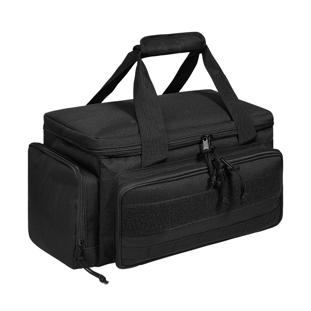 Sac de rangement à outils en polyester épais, séparateurs transparents, 38 x 22 x 19 cm, noir