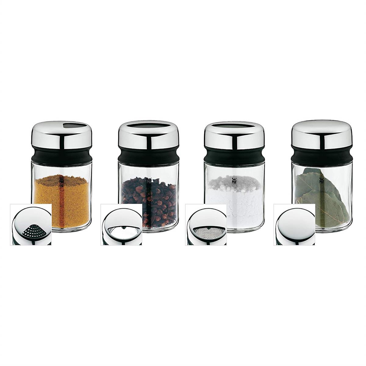 Wmf Weiss/Schwarz/Transparent Gewürzstreuer Set 4Tlg Gewürzdose Gewürzstreuer Gewürzglas 100Ml Glas Depot, Pfeffermühle + Salzmühle, - Image 8