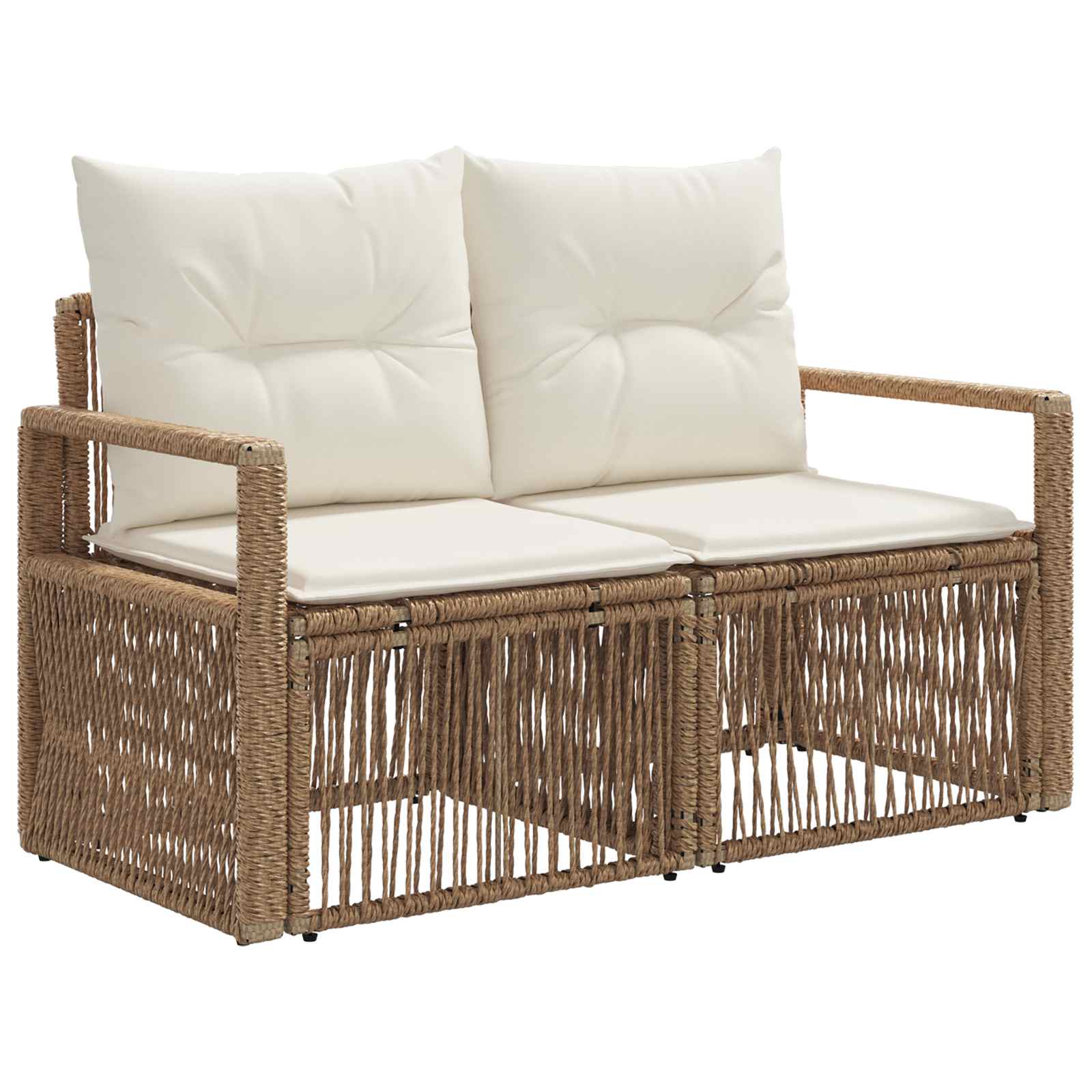 Garden Sofa 2-seater Beige Poly Rattan Vidaxl