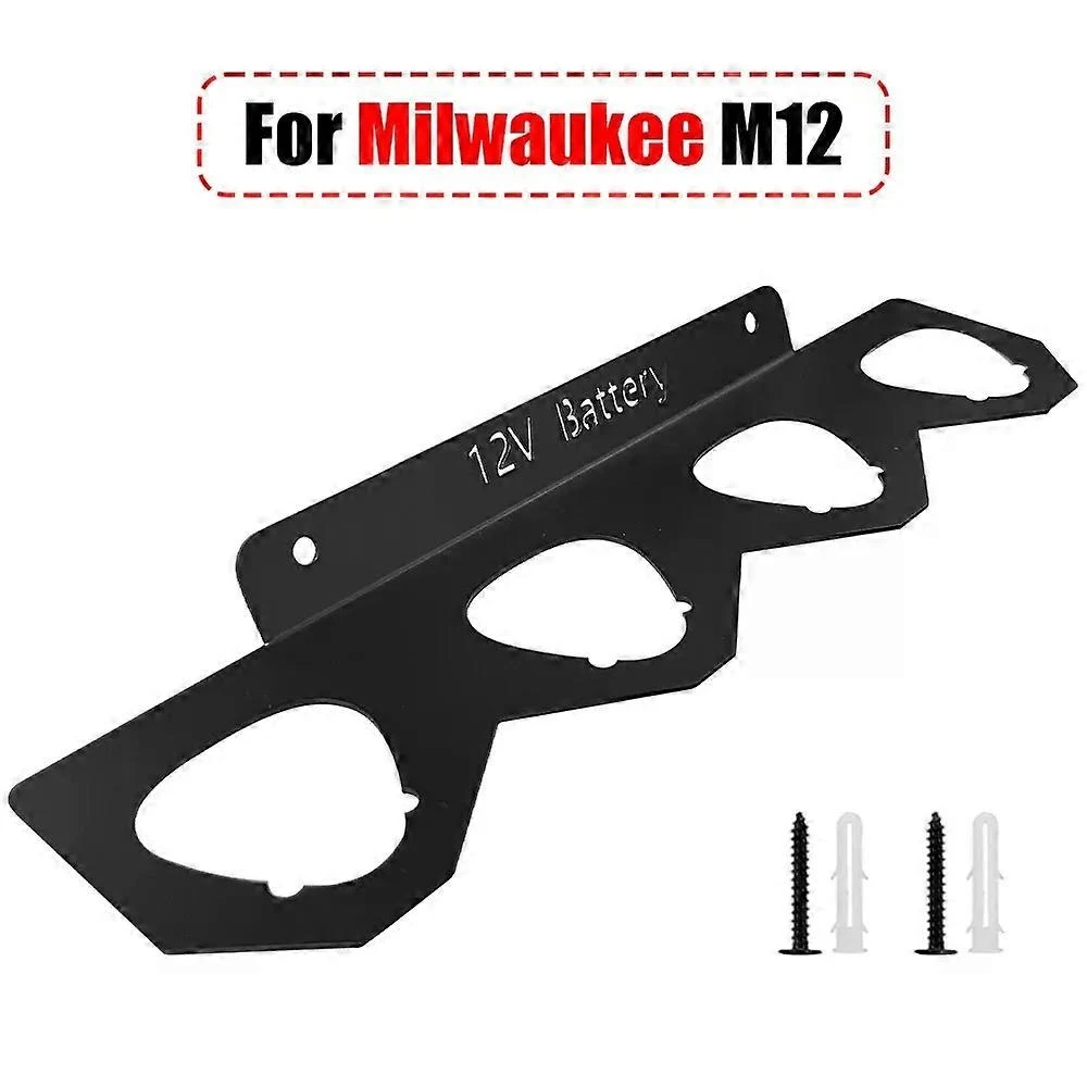 Support mural pour batterie Milwaukee M12 12 V, fixation par vis, noir, lot de 1