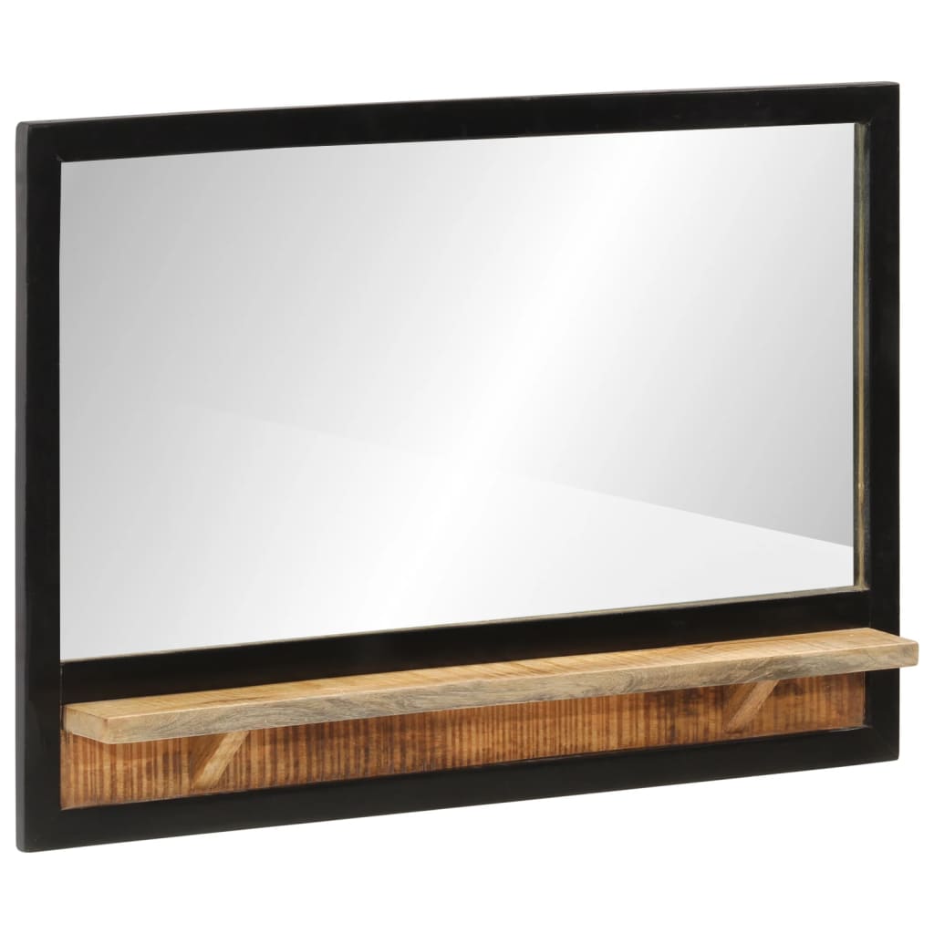 Mirror With Shelf 80x8x55 Cm Glass And Solid Wood Mango Vidaxl