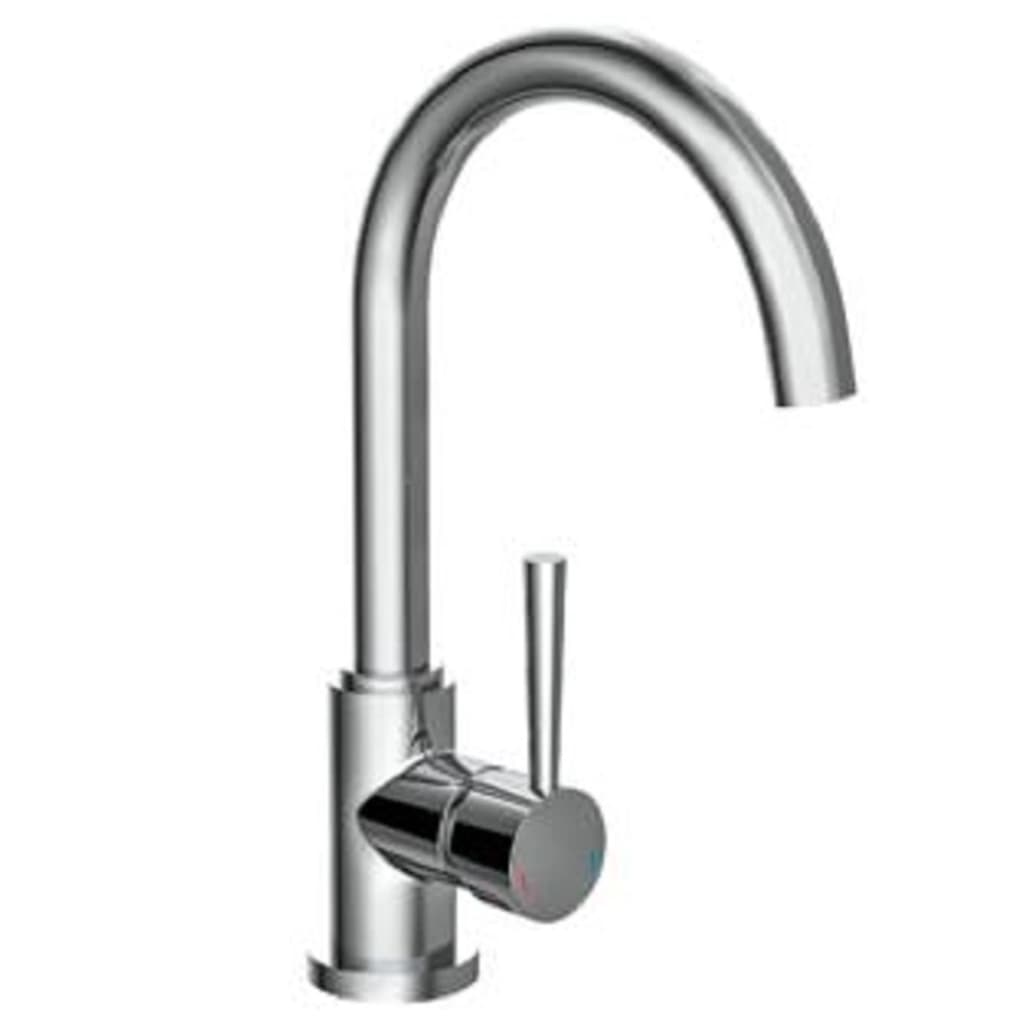 Schütte 79119 Cornwall Bec Haut, Mitigeur Monocommande À Économie D'Énergie, Pivotant À 360 Cuisine, Robinet D'Évier, Chrome Basse Pression