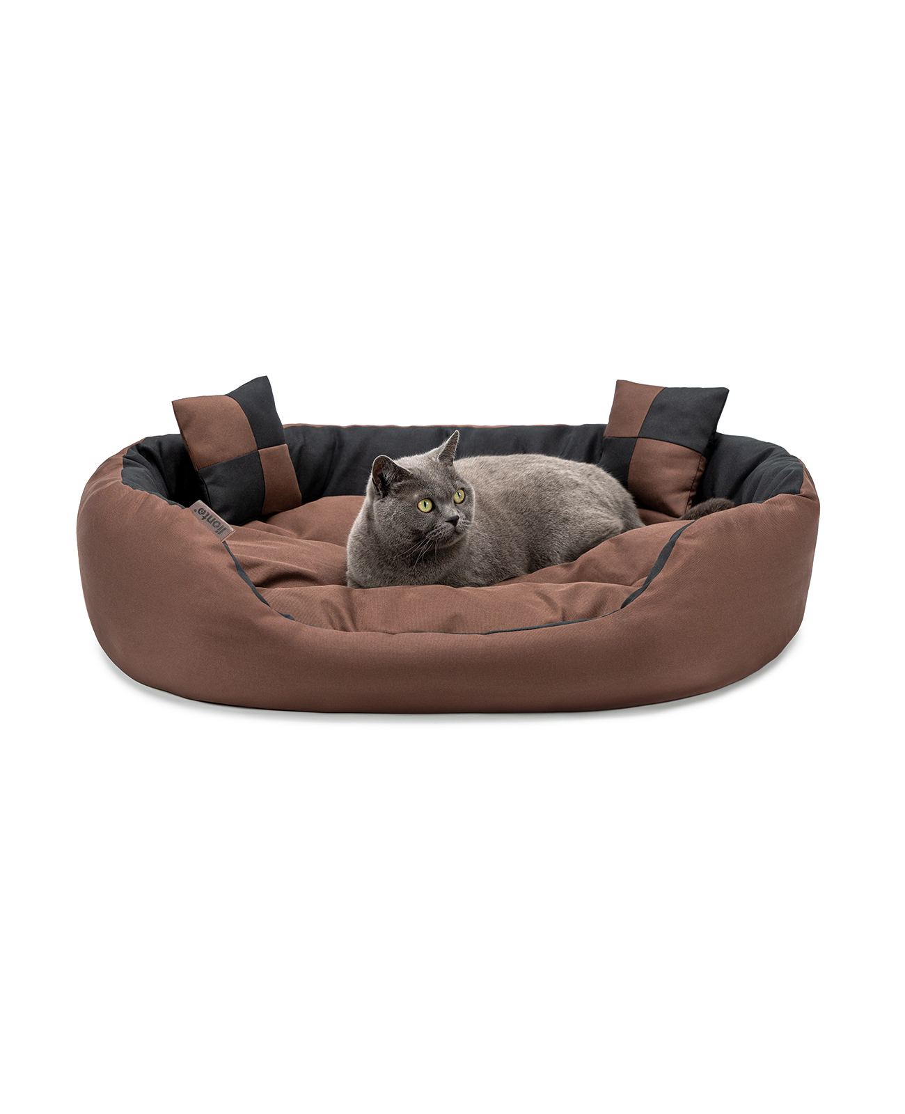 Lionto Katzenbett, Modernes 4-in-1 Bett Aus Oxford-gewebe, Wendbar, Kratzfest & Pflegeleicht, 85x70 Cm, Schwarz/braun