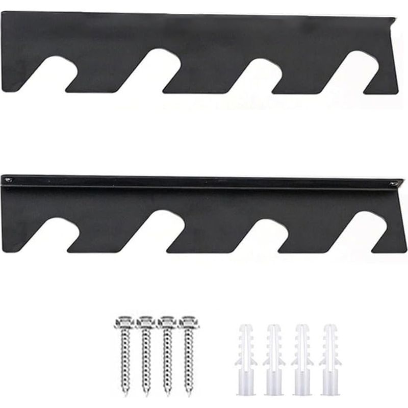 Support de rangement mural pour outils à long manche, métal robuste, 4 fentes coudées, noir, FOCTRO