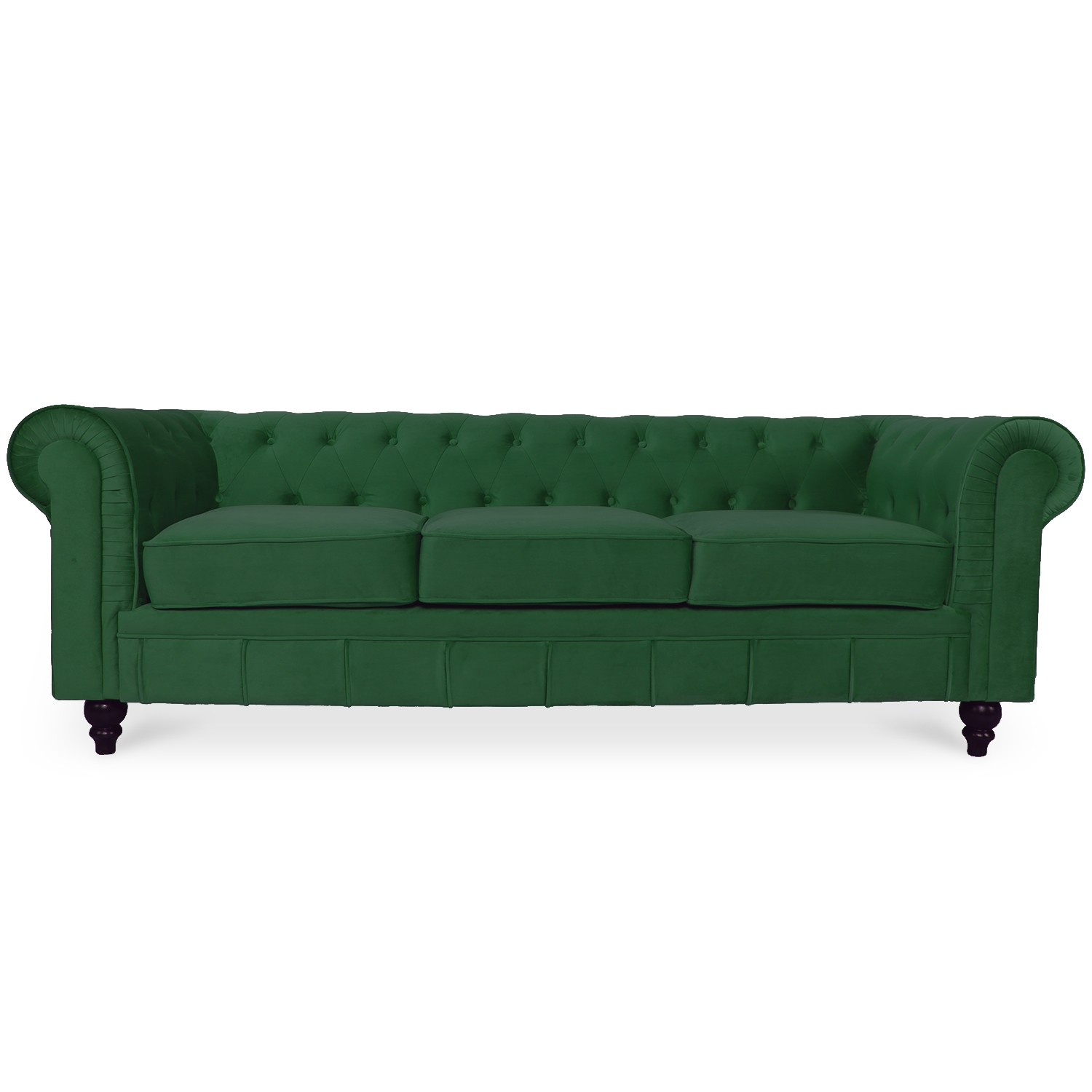 Intensedeco - Canape Chesterfield Velours 3 Places Altesse Vert
