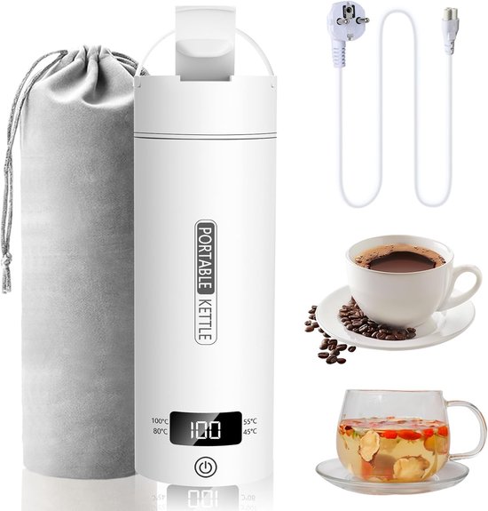 Bollitore Elettrico Da Viaggio, Piccolo, 500 Ml, Bollitore Compatto, Per Viaggi, Acqua Bollente Rapida, Mini Bollitore, Portatile, Acciaio Inox 316, Spegnimento Automatico, Per Tè, Caffè, Latte Per Ne
