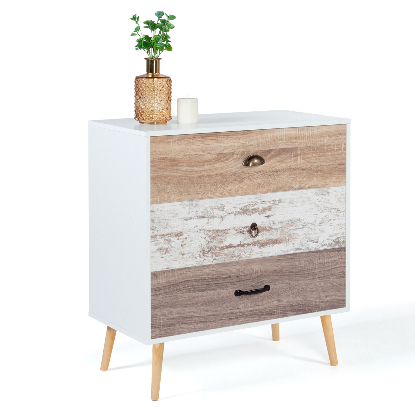 Idmarket - Commode 3 Tiroirs Bahia 75 Cm Scandinave
