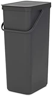 Brabantia Sort & Go Bin 40l Dunkelgrau Haushalts-recyclingtonnen, Grau, 40 Liter