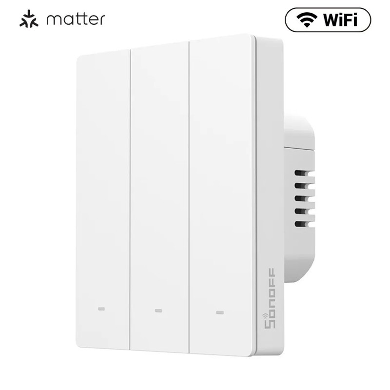 SONOFF Matter Interrupteur mural intelligent, 86 Type Interrupteur Mural Wifi, 3 Gang Interrupteur Intelligent Compatible avec Alexa/Google