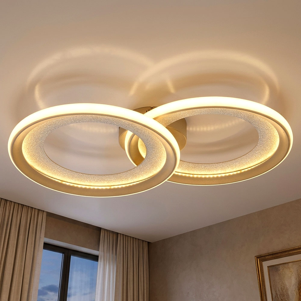 Led Deckenlampe Deckenleuchte Flurlampe Ring Schwenkbar Sand Metall L 52,5 Cm