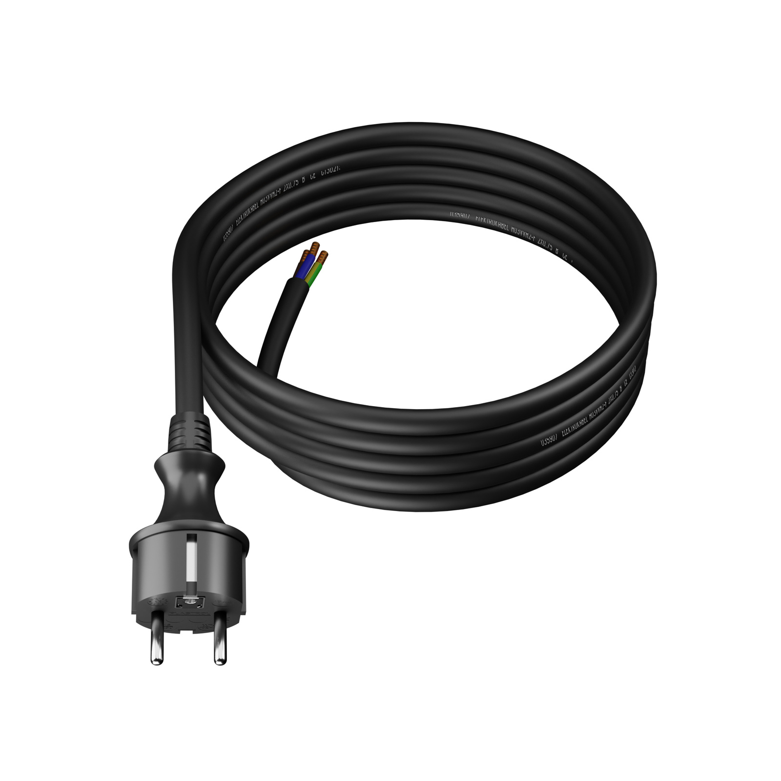 Oem Schwarz Gummistromkabel Mit Geradem Stecker, 4 M, 3 X 2,5 Mm², 16 A, Ip44,