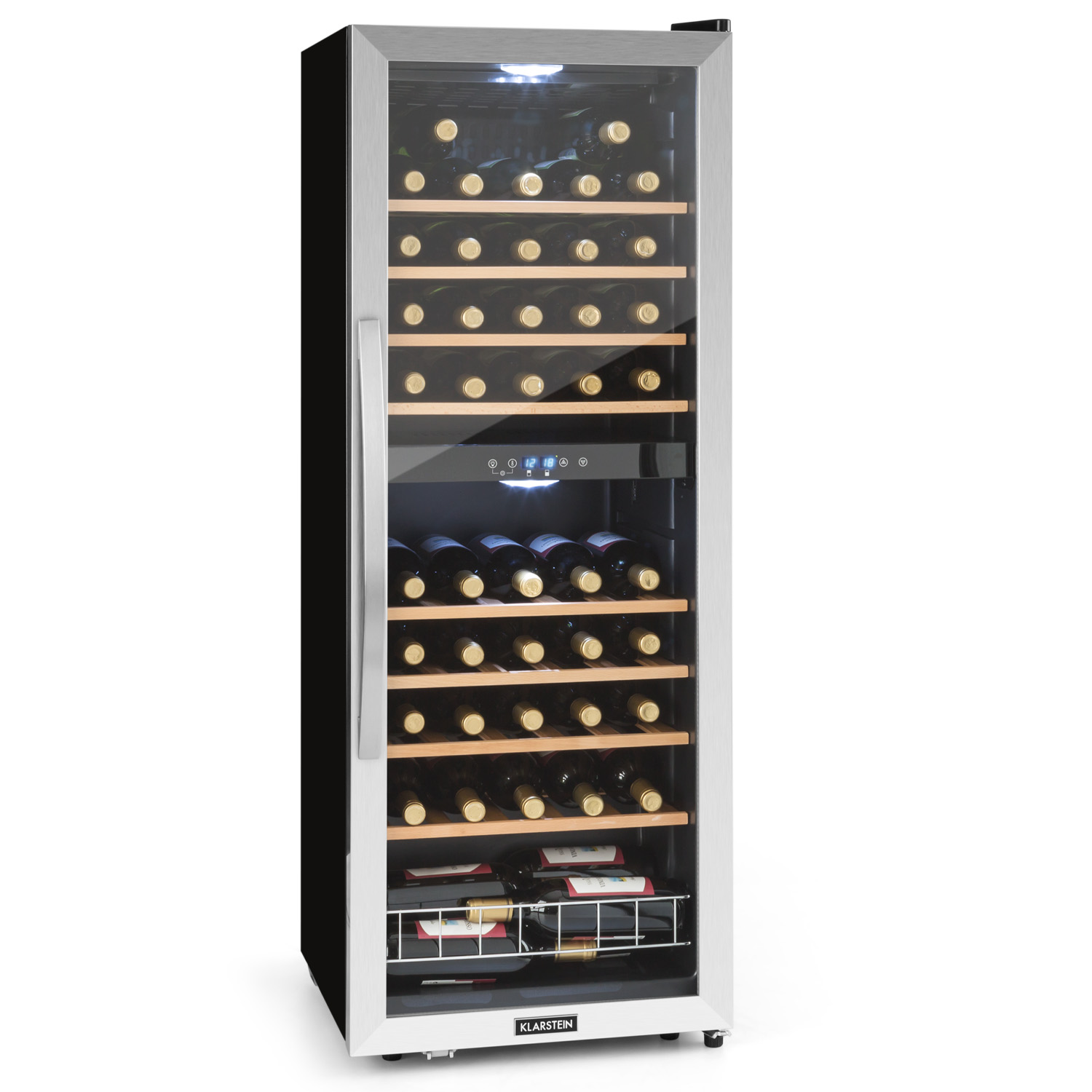 Klarstein Vinamour 54 Duo - Frigorifero Per Vini, 2 Zone, 148 Litri, 54 Bottiglie, Display Touch