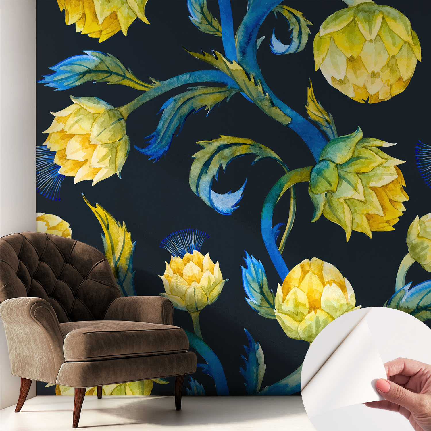 Tulup Selbstklebende Tapete - Wanddekoration Wohnzimmer - Tapete Schlafzimmer Pflanzlicher Virtuose 250X250 Cm 4071022663852
