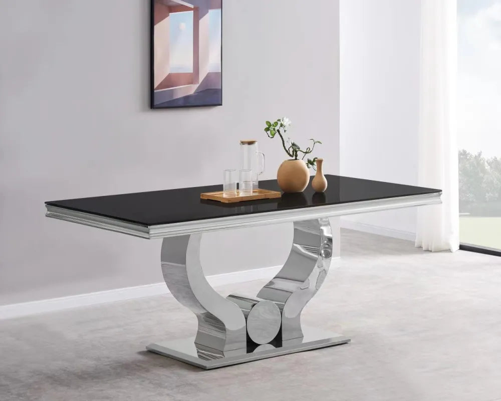 Homy France - Table À Manger Trofy Blanc 4 À 6 Personnes Verre