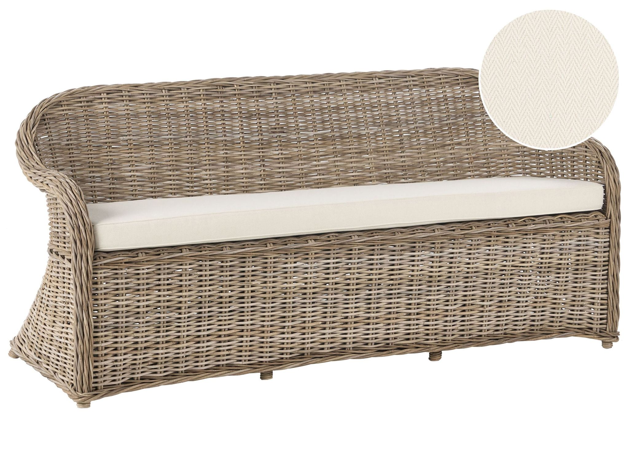 Beliani Garden Bench With Cushion Susua 189 Cm Rattan Natural