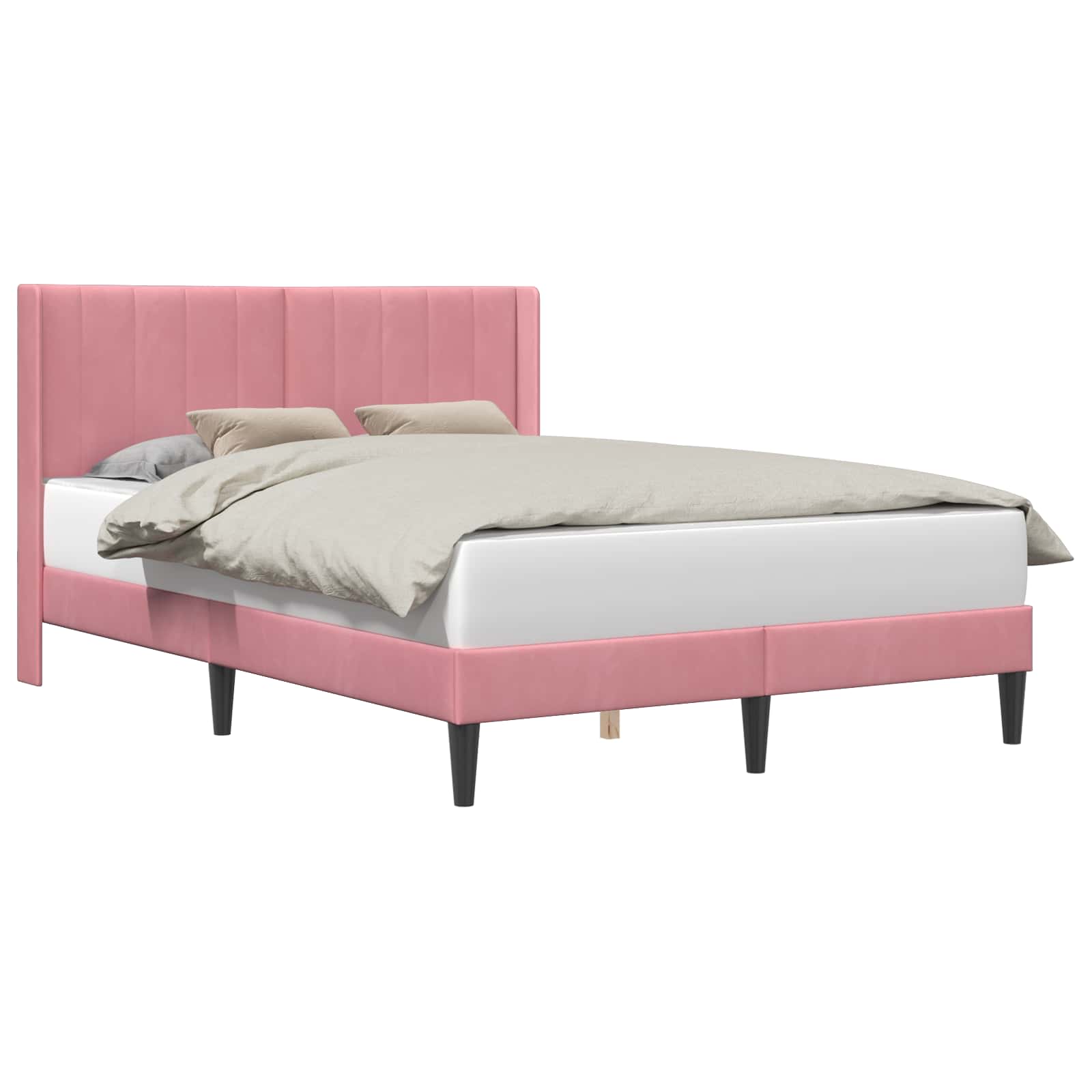 Bed Frame With Headboard Pink 140 X 200 Cm Velvet Vidaxl