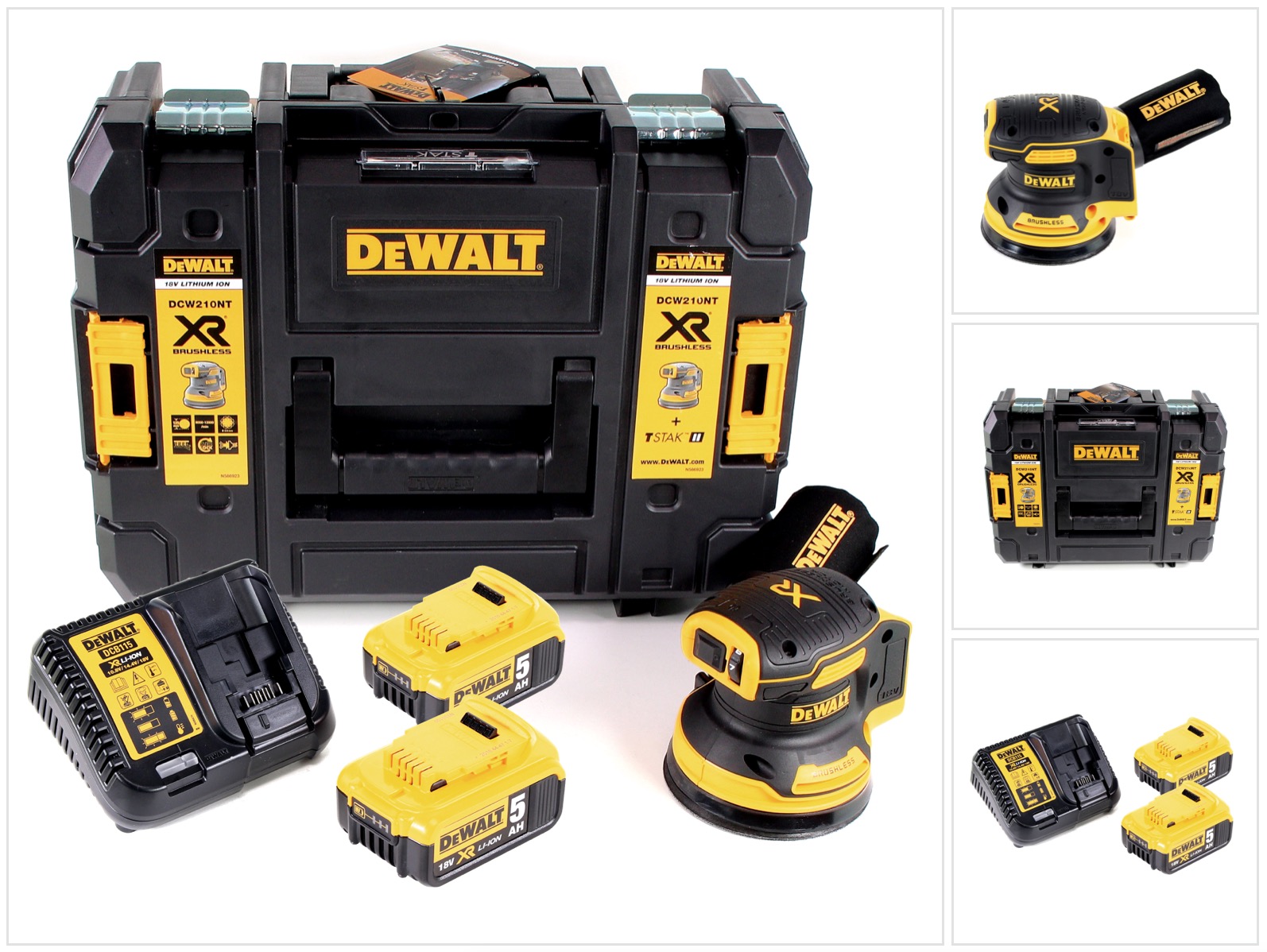 Dcw 210 P2 Akku Exzenterschleifer Brushless 18v 12.000u/min 125mm + 2x Akkus 5, 0 Ah + 1x Schnellladegerät In Tstak - Dewalt