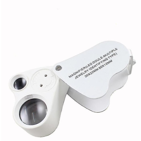 Loupe à main pliable en aluminium, grossissement 30x et 60x, 3 piles LR1130 incluses, lot de 2