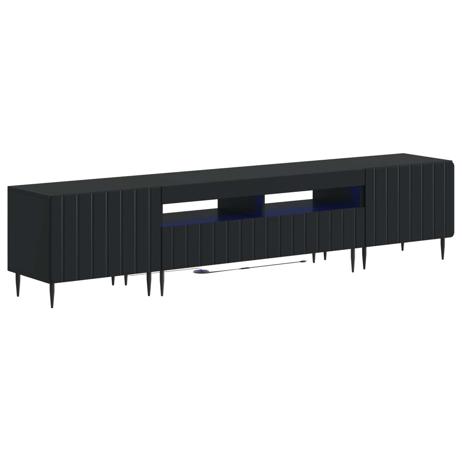 Vidaxl Schwarz 3-Teiliges Led Tv Regal Zwolle Holzwerkstoff