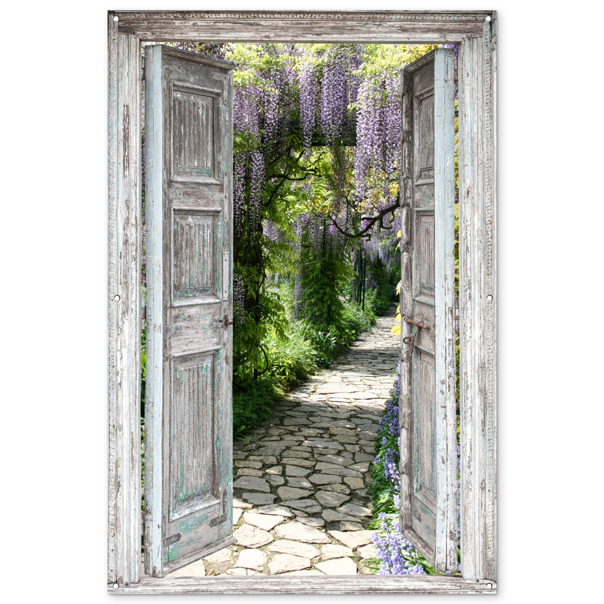 Poster De Jardin Percée - Forêt - Pierres - Printemps 120x180 Cm