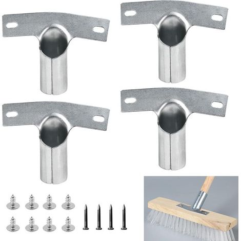 Support de manche à balai en métal 23 mm, fixation triple vis, lot de 4