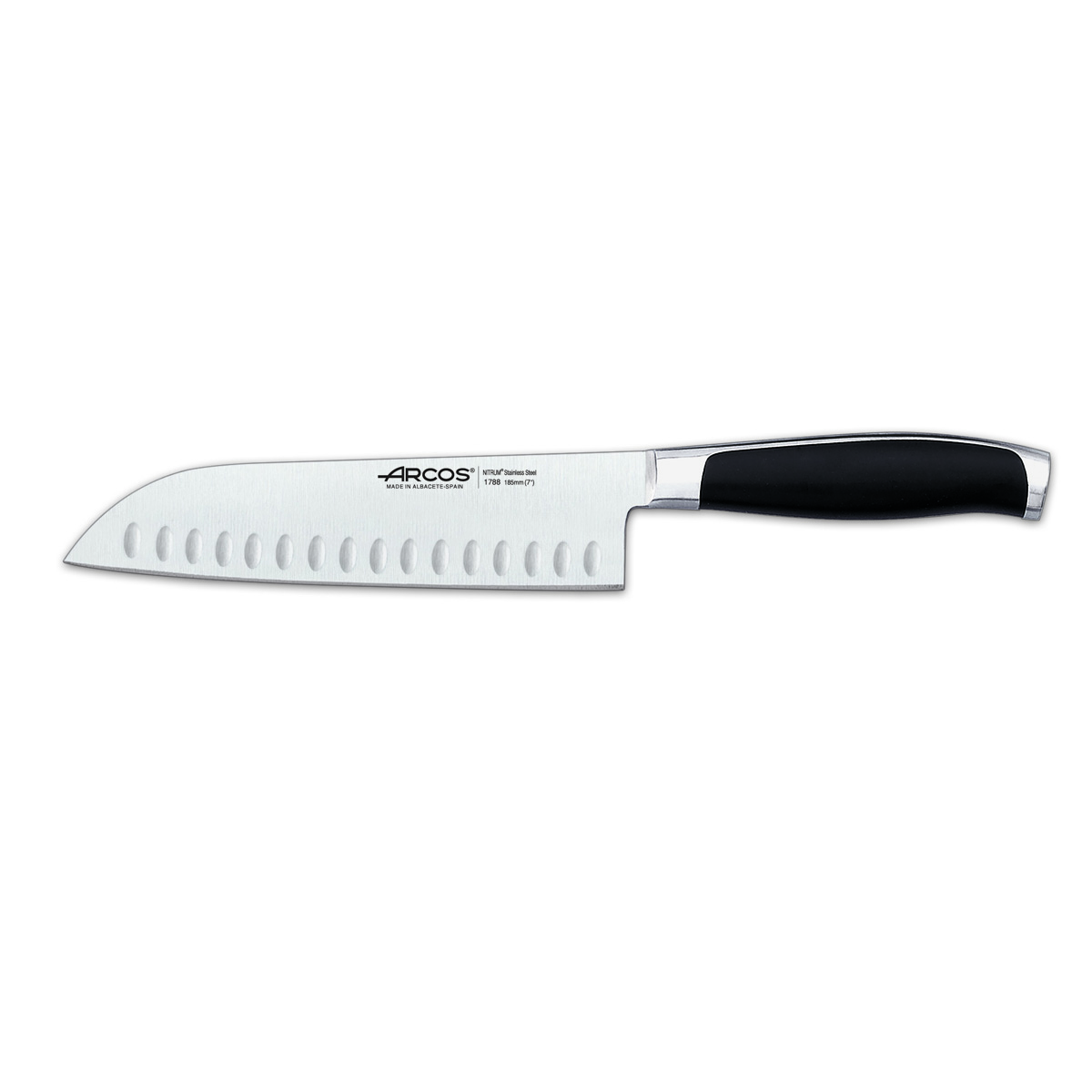 Arcos Schwarz Santoku Messer Kyoto 178800 Nitrum Stahl Und 18.5 Cm Klinge Im Koffer