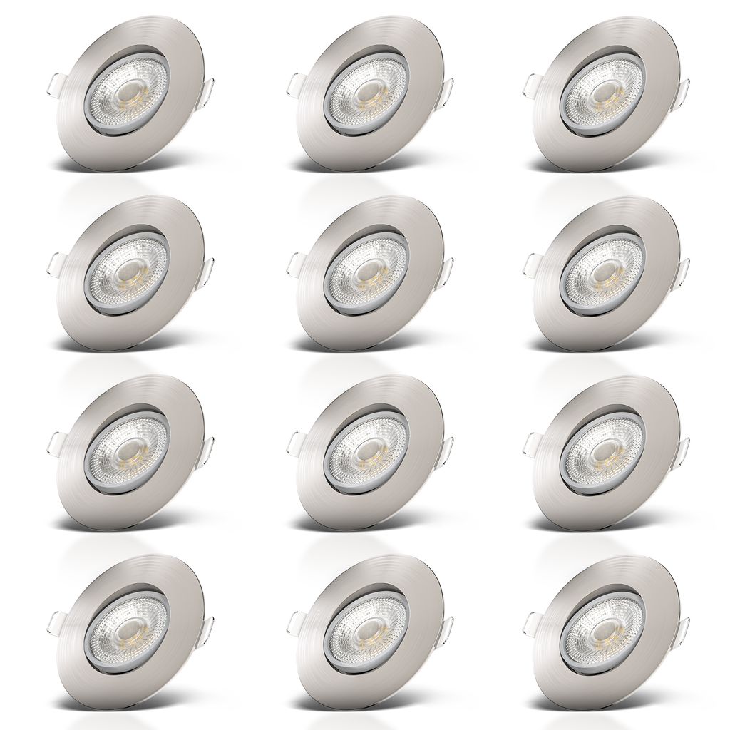 B.k.licht Silber Einbauleuchte, Led Einbauleuchten-Set, Matt-Nickel, 12XLed-Platine/4,9W (Metall) - Image 3
