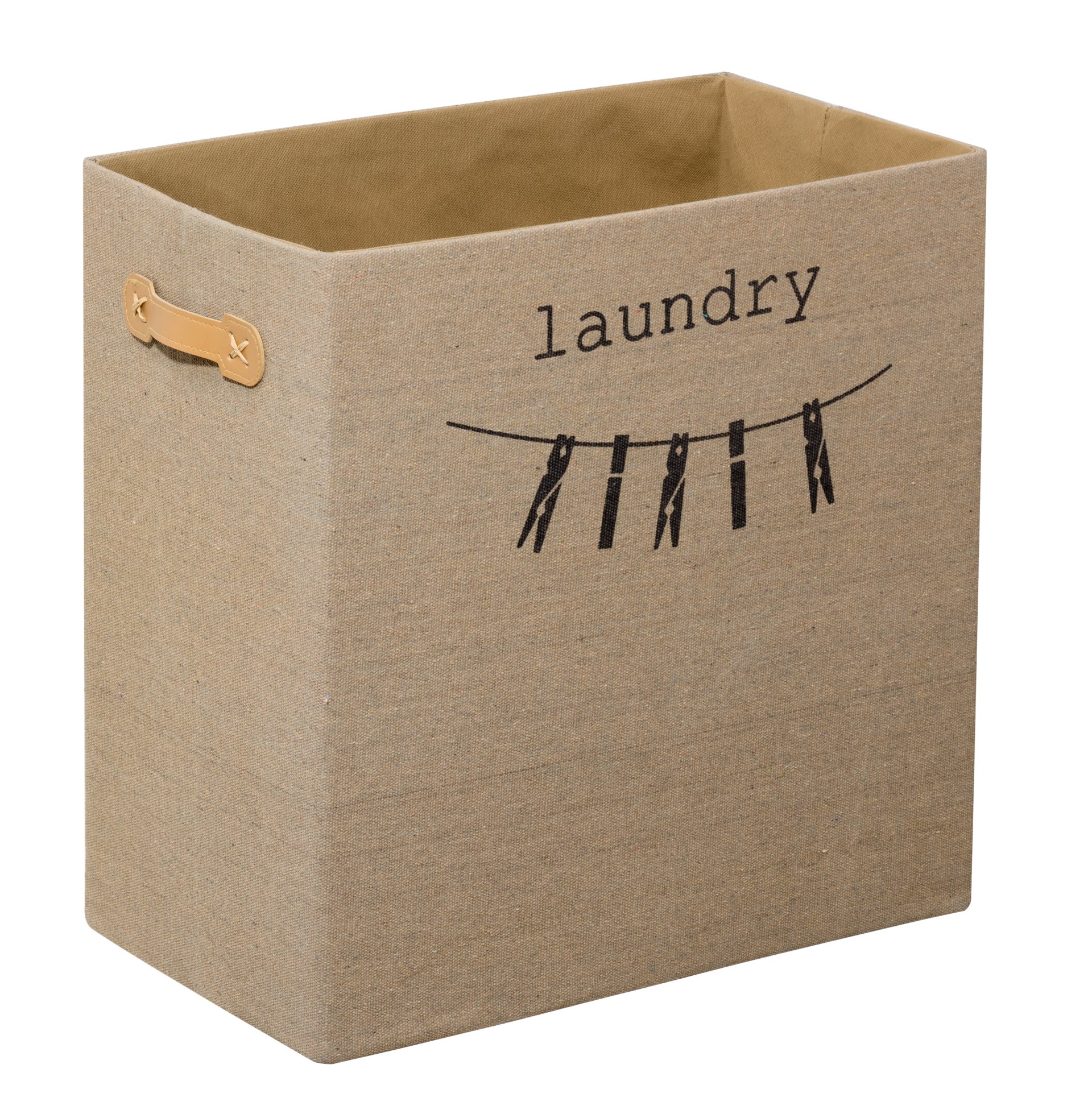 Fackelmann Wäschebox / Faltbare Box In Leinen-optik / Dekorative Wäschebox Mit Aufdruck / Maße (b X H X T): Ca. 45 X 45 X 25 Cm / Farbe: Beige / Passend Für Fackelmann Schränke Mit Min. 45 Cm Breite"-