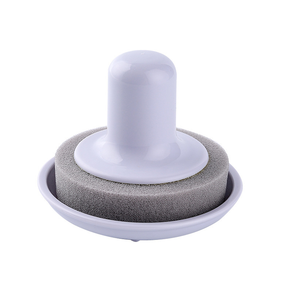 Brosse de nettoyage multifonction 2-en-1 avec affûteur, éponge émeri, 10x7 cm, violette