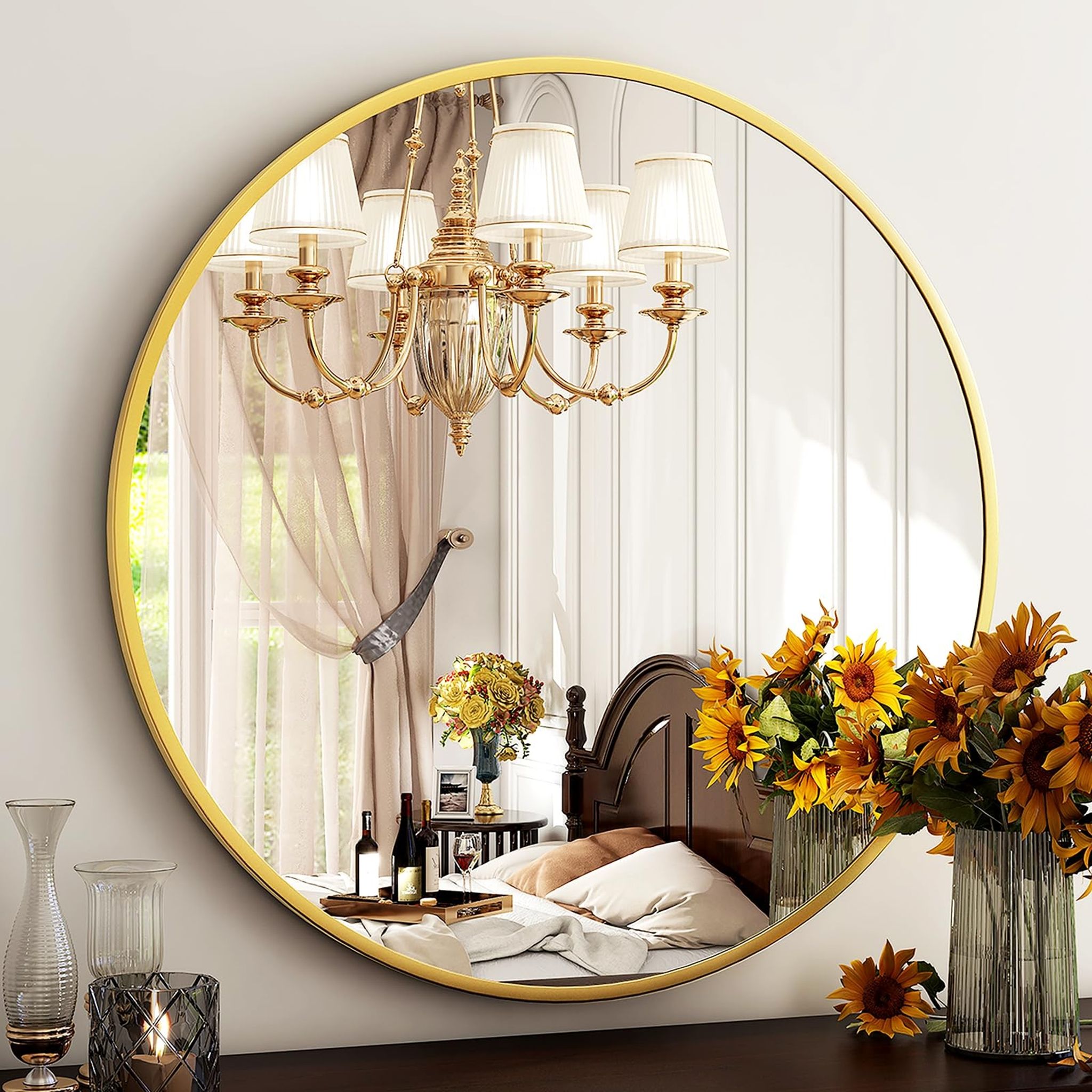 Miroir De Salle De Bain Rond De 76 Cm (30 Pouces), Miroir Mural Rond