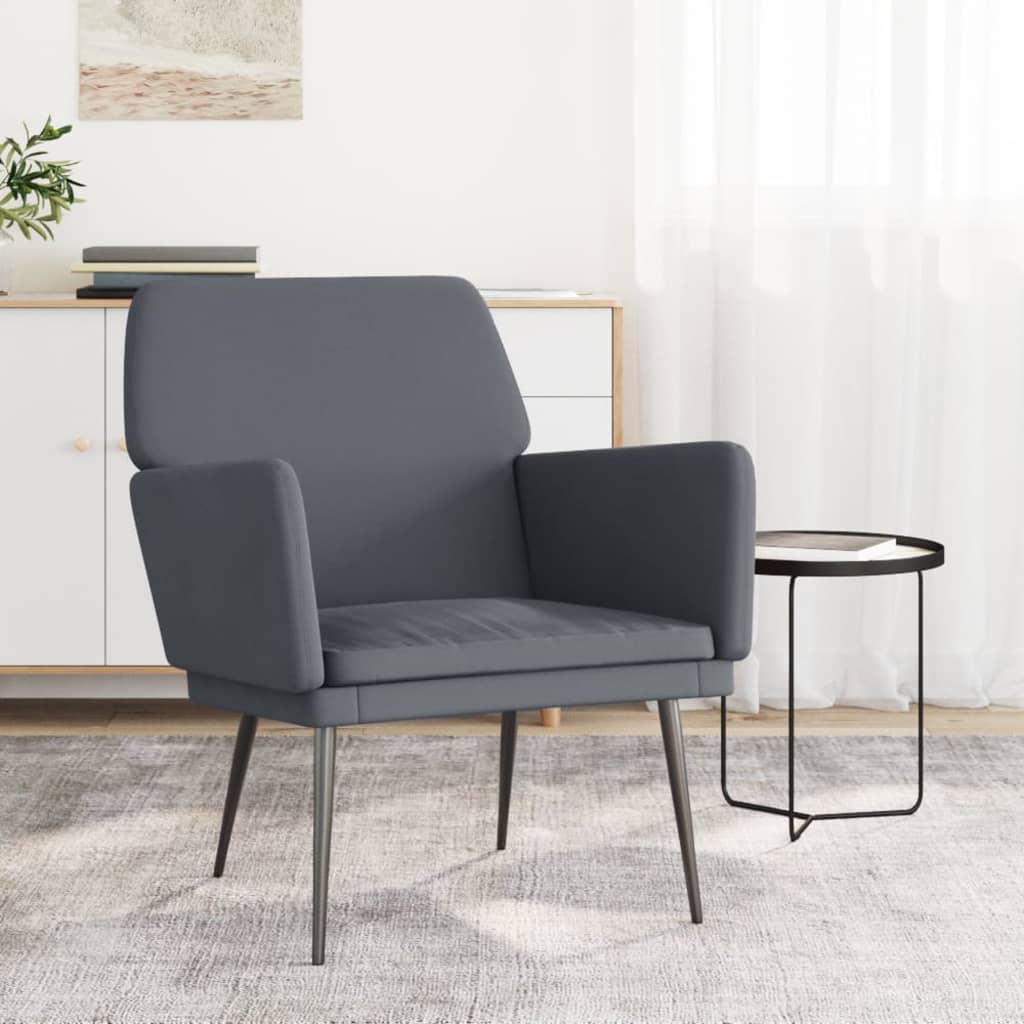 vidaXL Fauteuil Gris foncé 62x79x79 cm Velours, fauteuil relax, fauteuil de salon, chaise de chambre à coucher, chaise longue, fauteuil de canapé