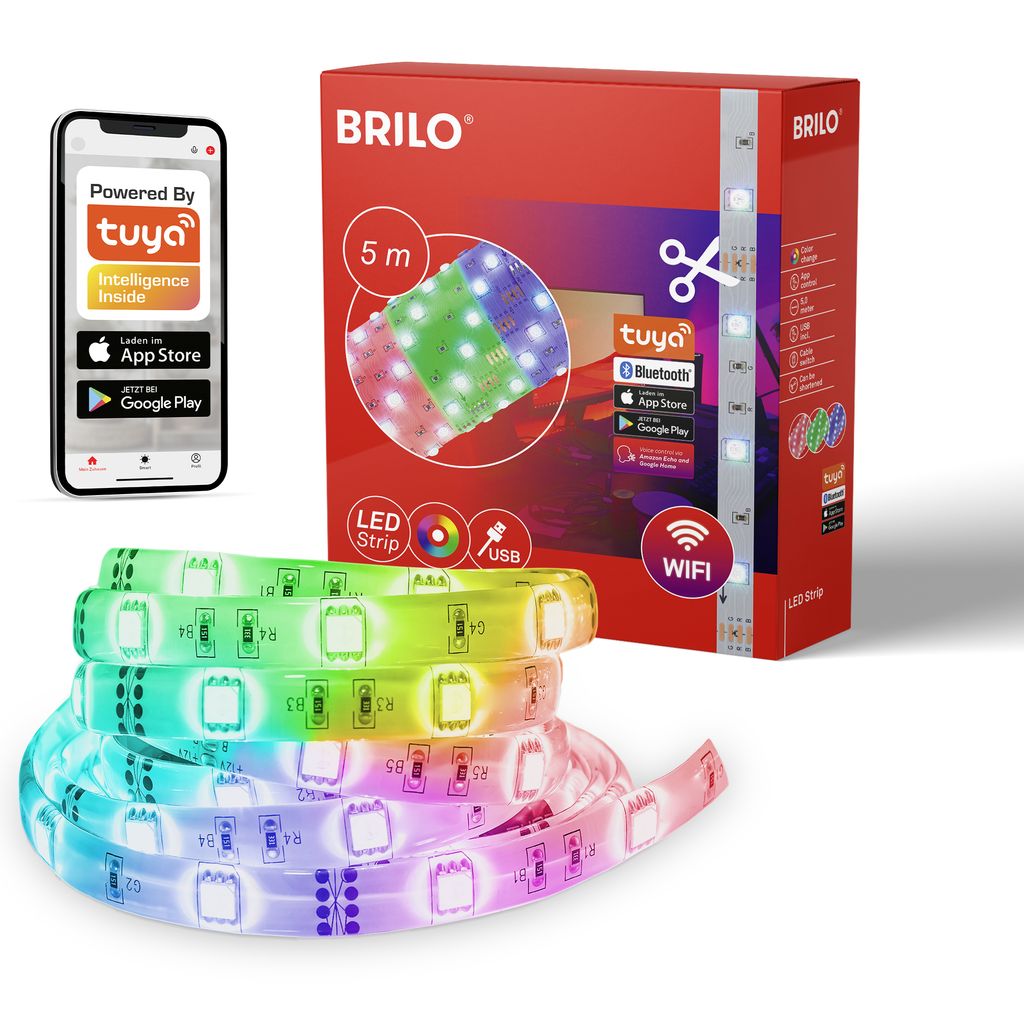 Ner Leuchten Usb Smart - Led Bänder - 2309150 - Musiksensor - Sprachsteuerung - Kürzbar - Selbstklebend - 500 X 10 Cm (lxb) - Brilo