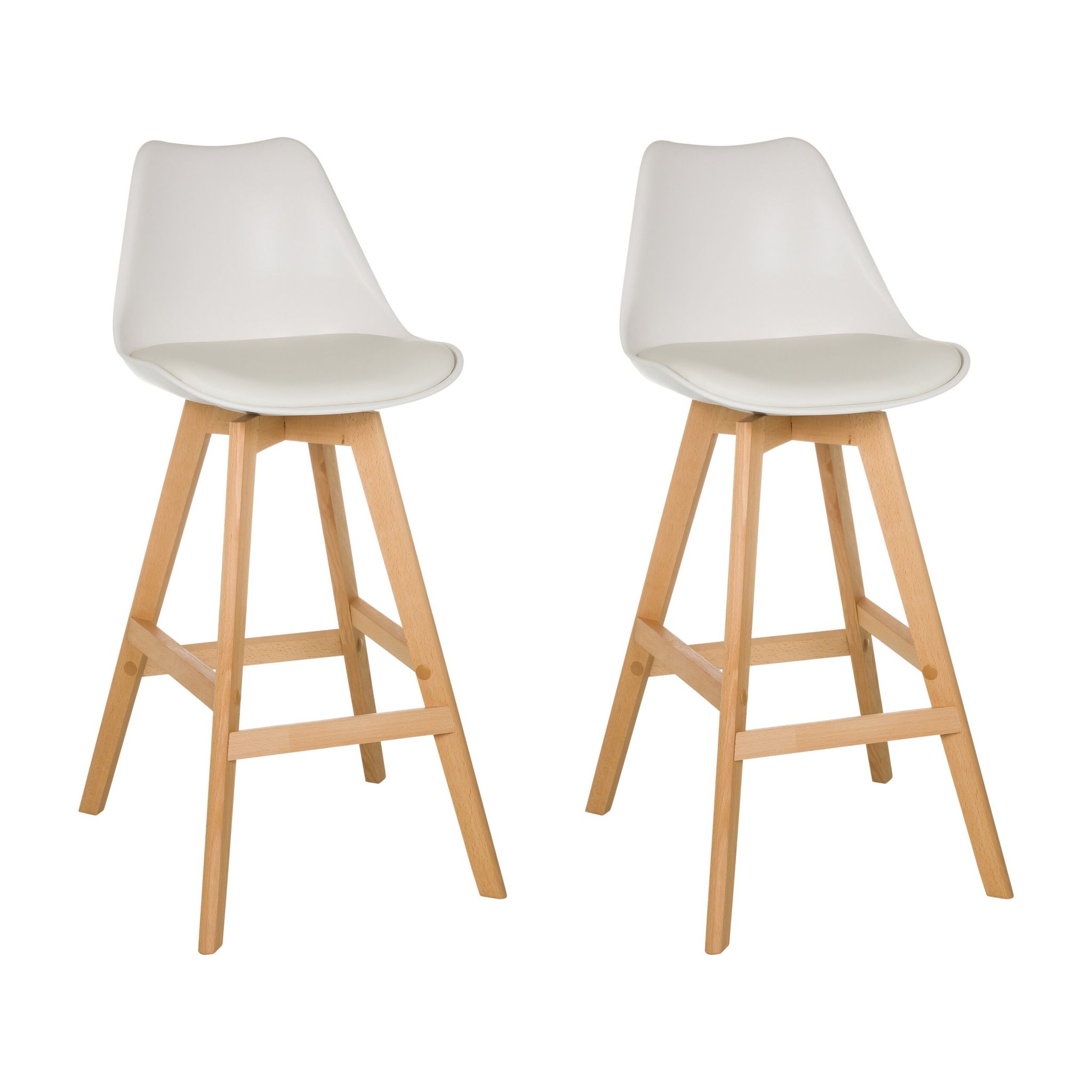 Tabouret De Bar / Tabouret De Comptoir Scandi High Lot De 2 Blanc Hjh