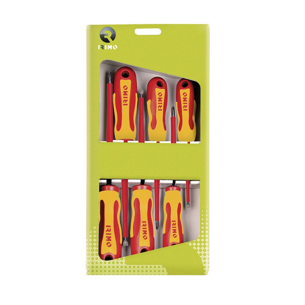 Irimo Schwarz Satz Mit 6 Schraubendrehern 1000 V, 4 Schlitze, 2 Ph, Karton 459 V-6-C