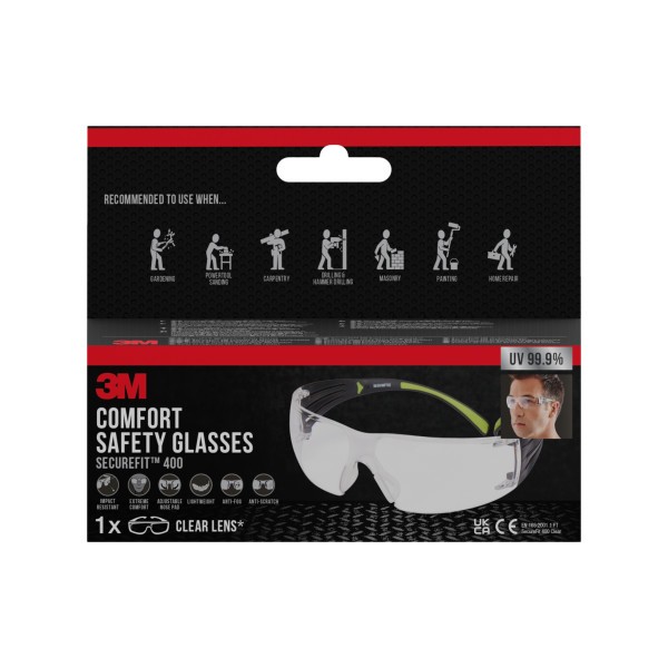 3M Transparent/Mehrfarbig Schutzbrille + Gesichtsschutz, Securefit - Bild 8