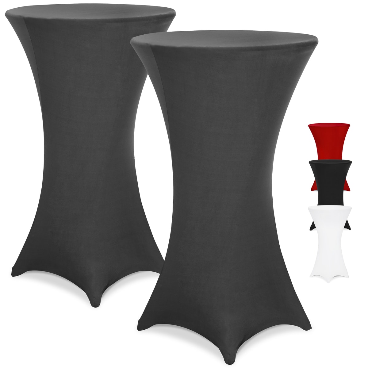 Stehtisch Husse 2er Set Ø60-65/70-75/80-85cm Farbwahl Stretch Stehtischhusse Überzug 2er Set Anthrazit, 70ø - Detex