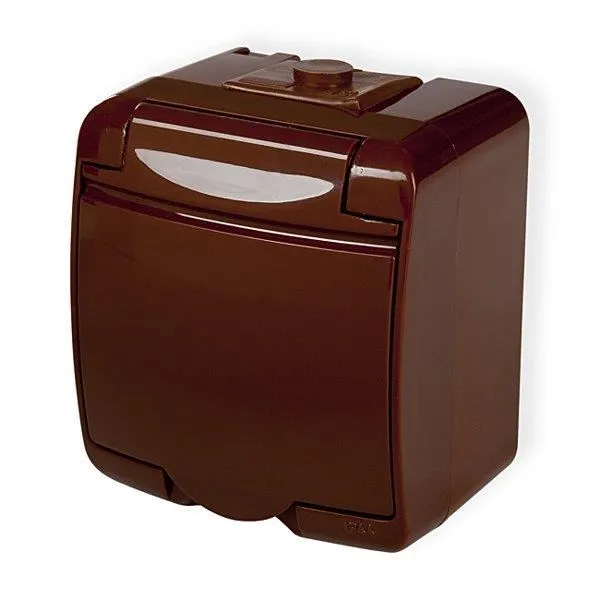 Karlik Braun Junior-Einzelsteckdose Mit/Ohne (Braune Klappe) Ip54 4Ghe-1