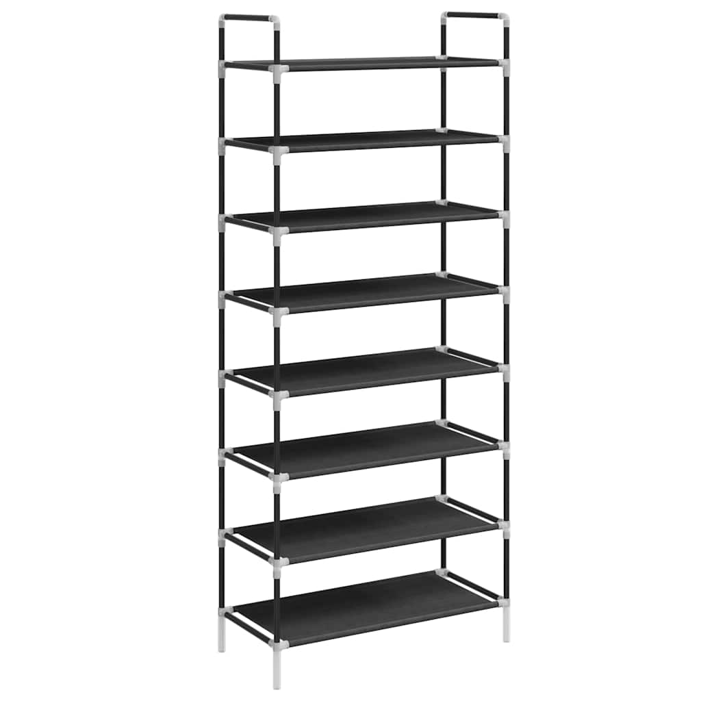 Shoe Rack With 8 Shelves Metal And Non-woven Fabric Black Vidaxl