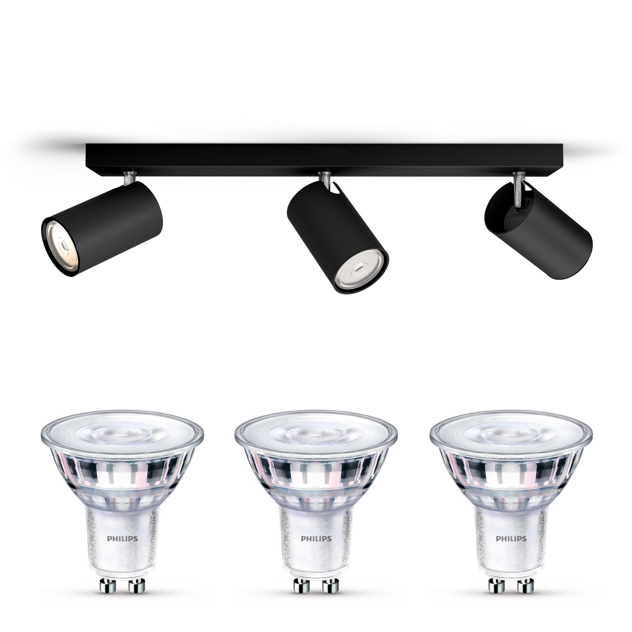 Philips Kosipo Aufbauspot Mit 3 Lichtpunkten Gu10 (schwarz) - Philips Led Gu10 50w Scene Switch