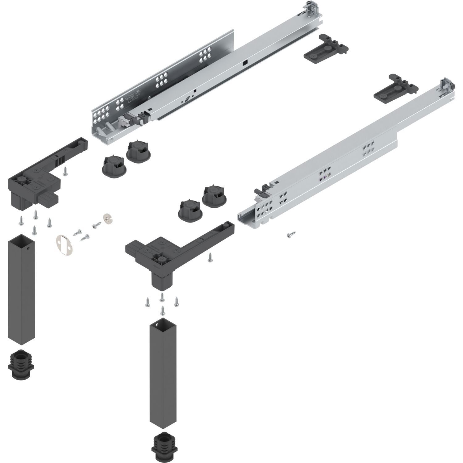 Blum Grau - Space-Step Sockelbeschlag Set Tragkraft 150 Kg 460Mm Kunststoff/Stahl