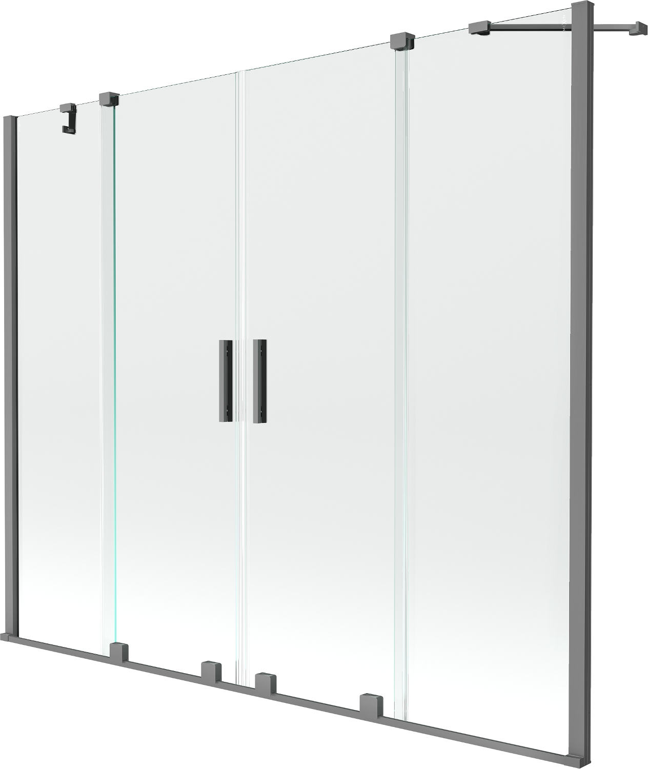 Velar Duo Badewannenabtrennung 2-flügelig Verschiebbar 180 X 150 Cm, Transparent, Gun Metal - 896-180-000-02-95 - Mexen