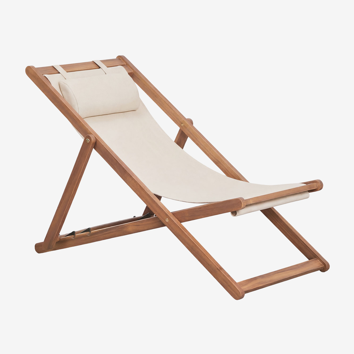 Pack De 2 Chaises Longues Pliantes En Bois Avec Coussin Kardis Sklum