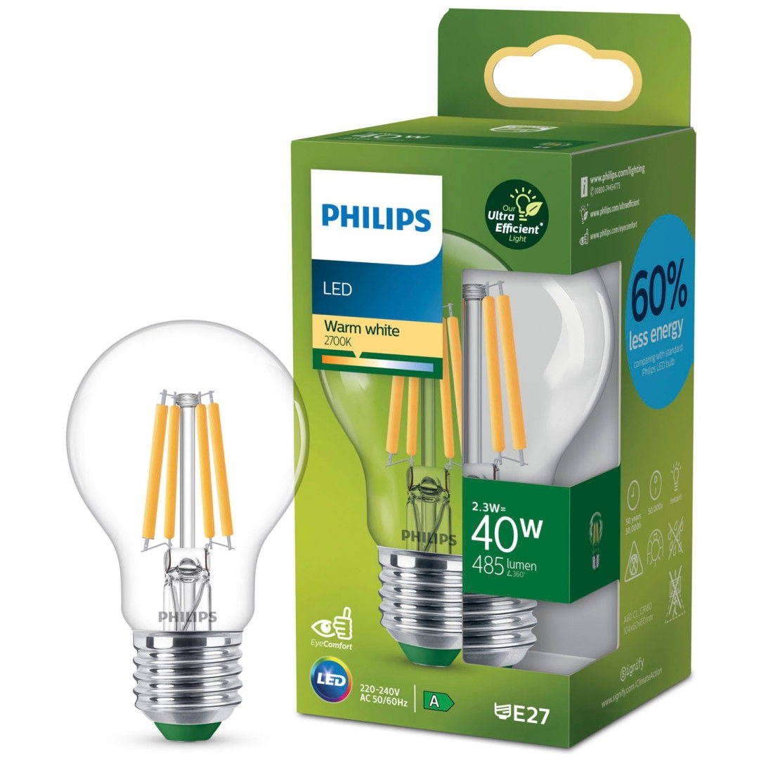 Philips LED-Leuchtmittel Birnenform A60 E27 2,3W warmweiß - Bild 3