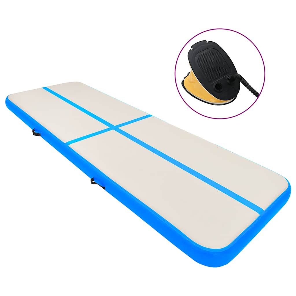 Vidaxl Blau Inflatable Gymnastics Mat With Pump 800X100x15 Cm Pvc Blue