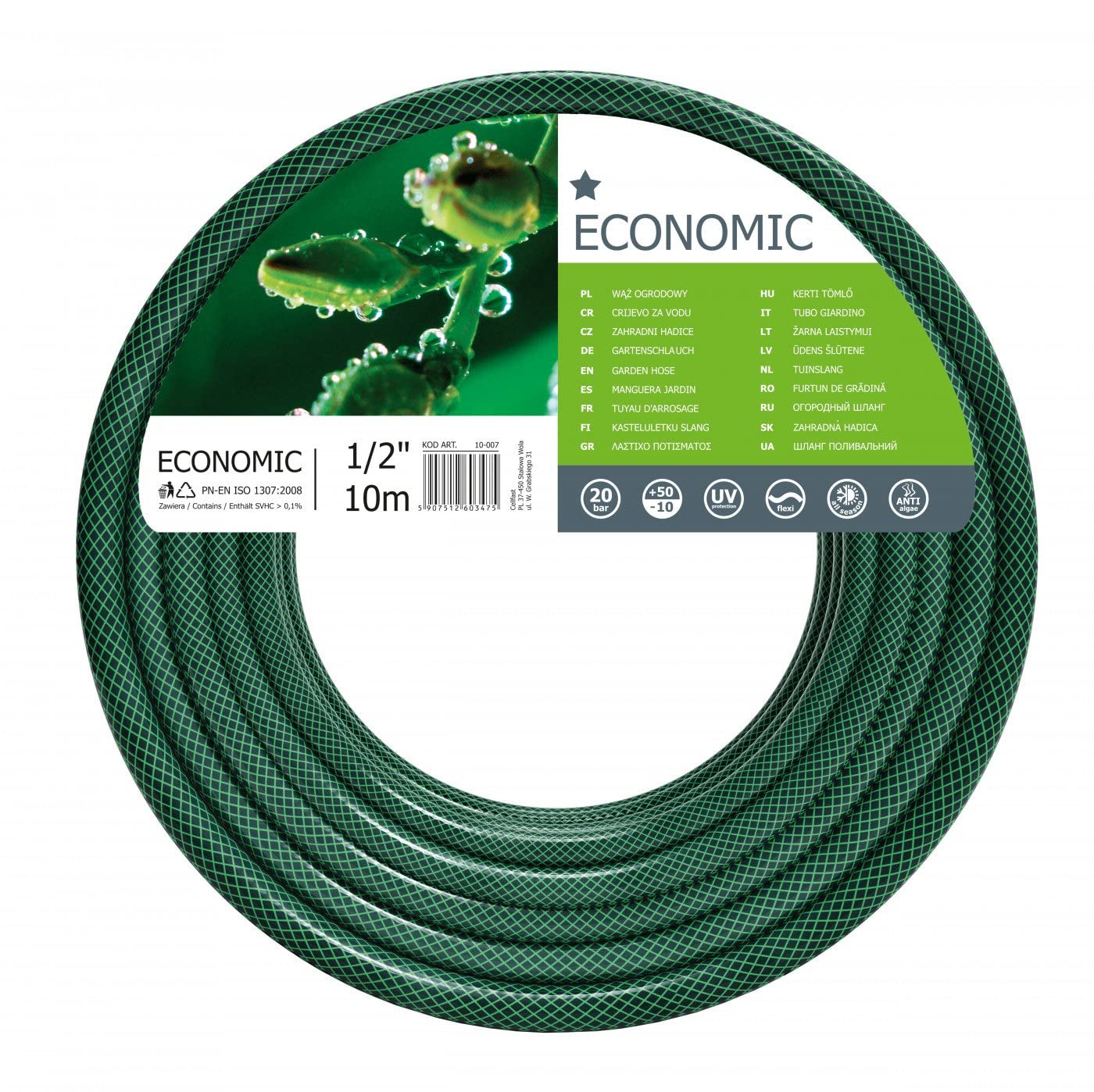 Cellfast 10 007 Tubo Da Giardino Economico De, Verde, 1,27 Cm