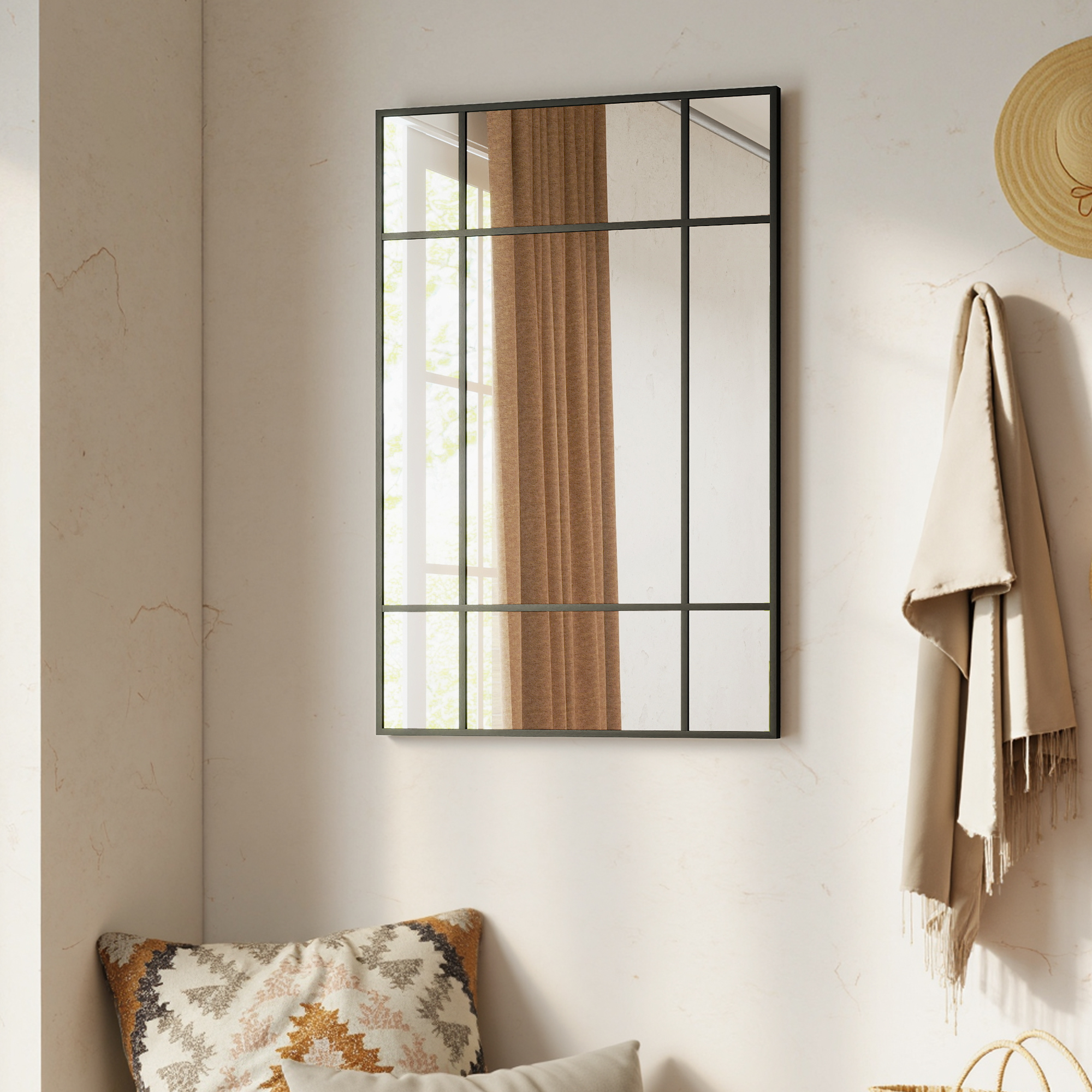 Miroir Mural Verrière Rectangulaire Style Fenêtre