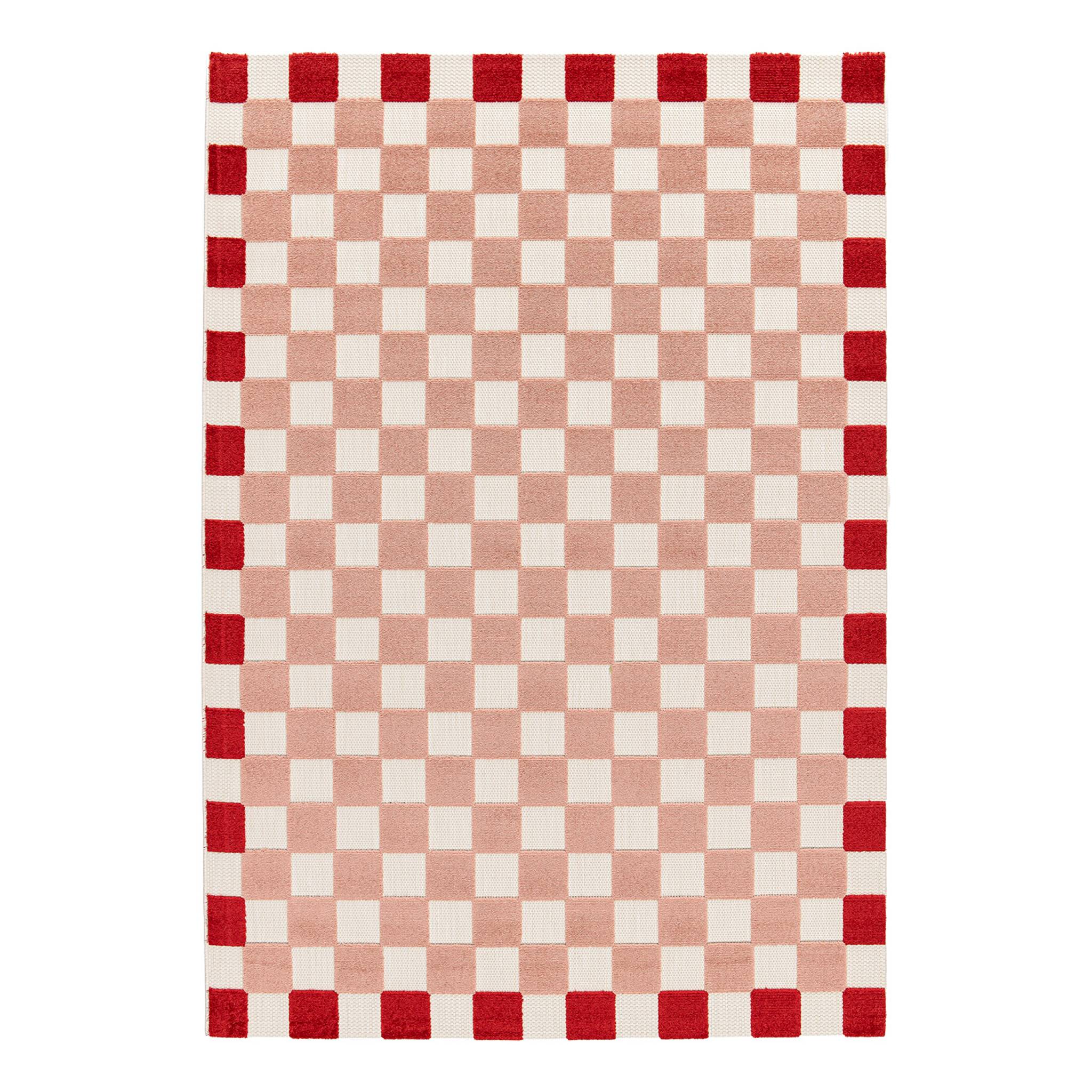 Sweeek Checkered Indoor/outdoor Rug Pink And Red 150x80cm - Mona