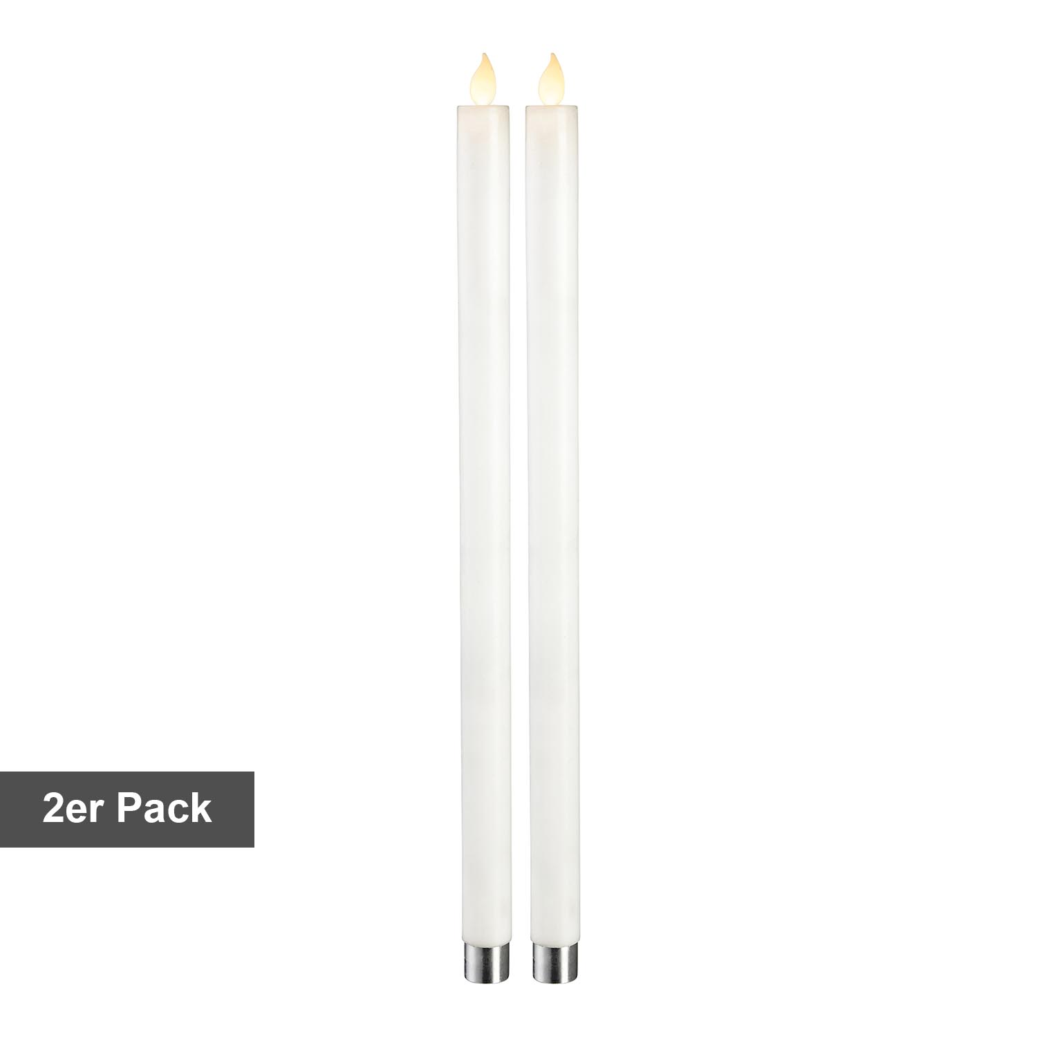 Star Trading Weiß Led Stabkerzen ,M-Twinkle', Flacker-Effekt, Batterie Und Timer, 2Er Set,